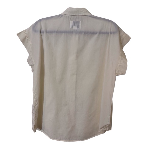 The Shirt Rochelle Behrens Size Large Cream Cotton Button Up Boxy Blouse Top - Picture 4 of 6